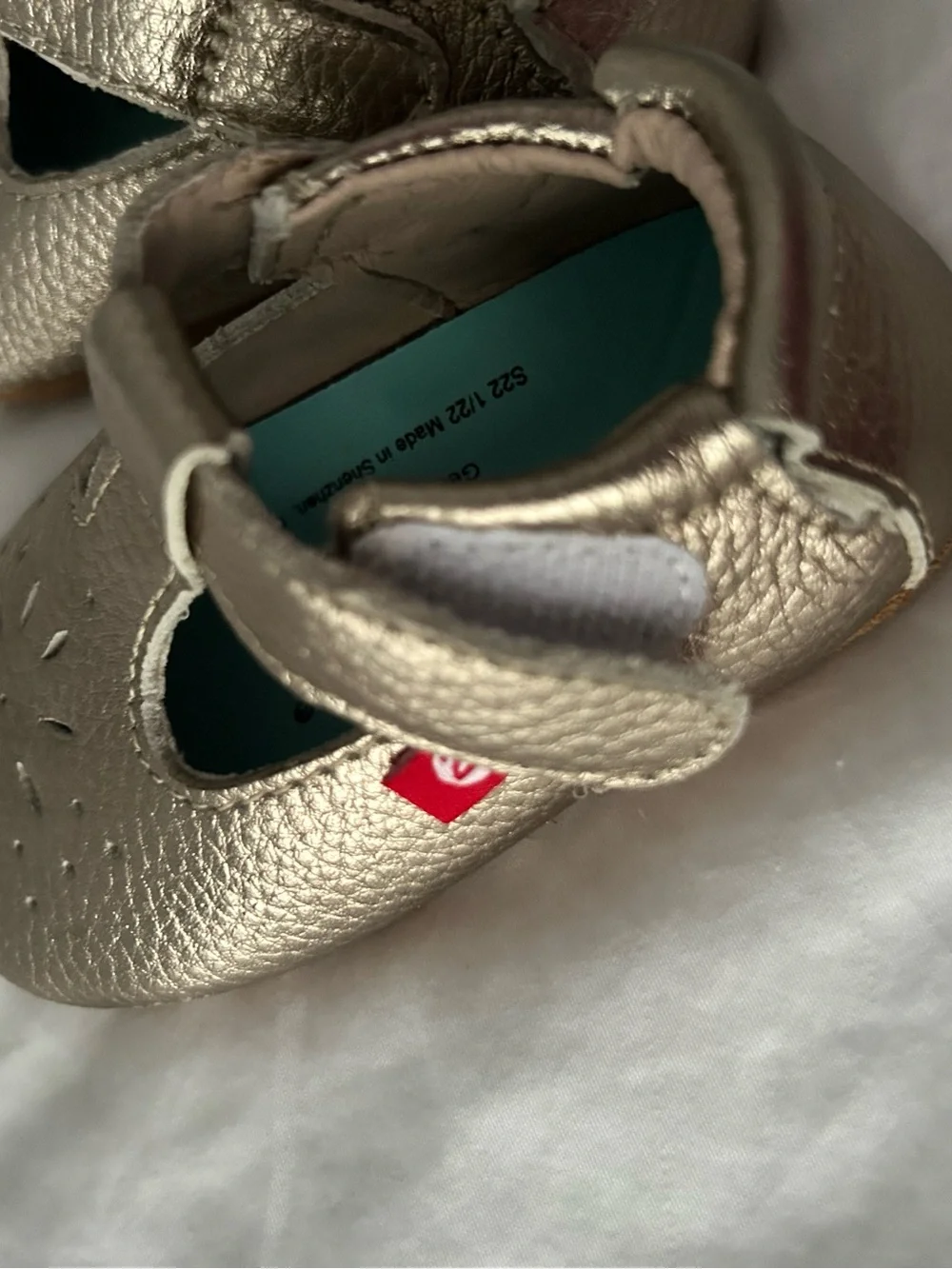 Zutano Metallic Gold Baby Mary Janes with Hook Strap